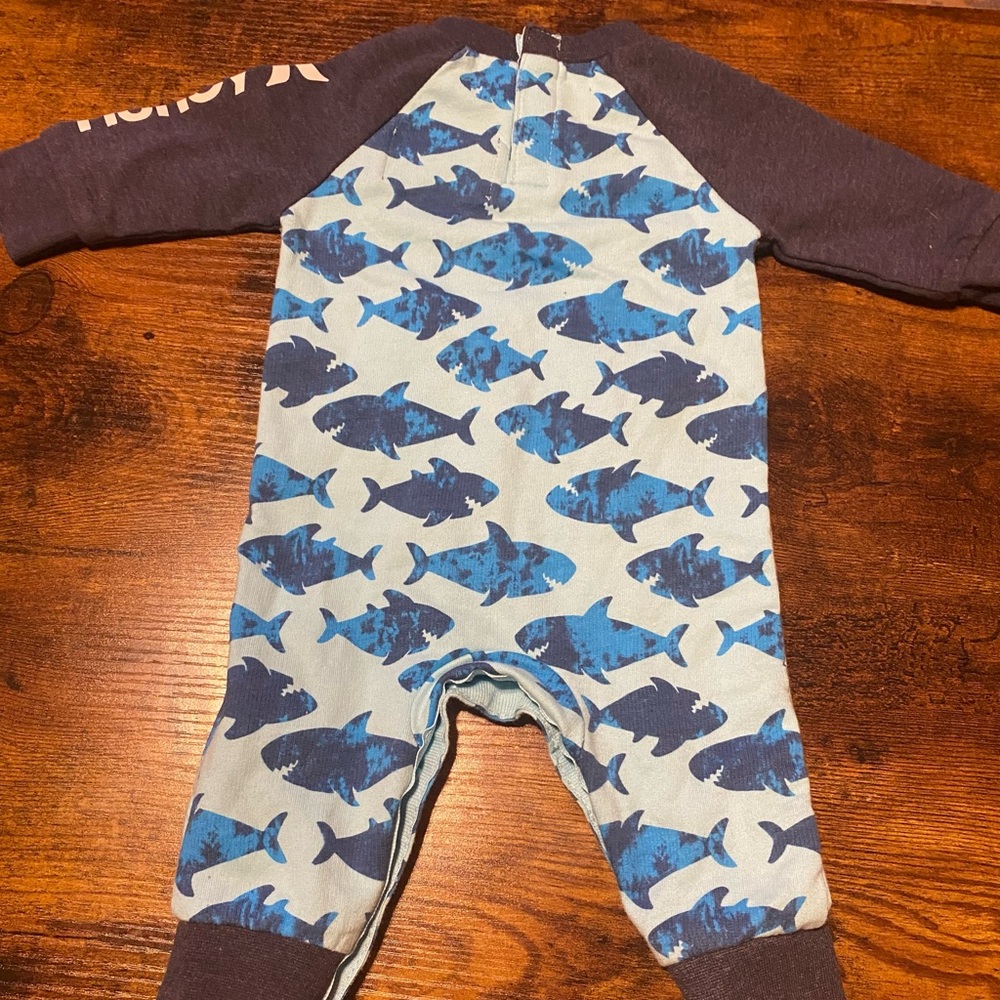 Hurley Blue Fish Print Raglan One-Piece - Picture 2 of 3